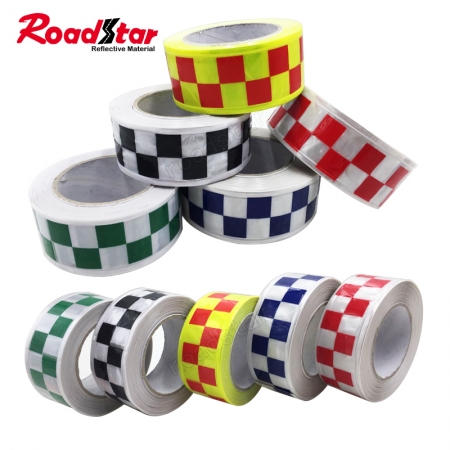 Checkerboard printed Micro Prismatic PVC Sew On Reflective Tape for police clothing 