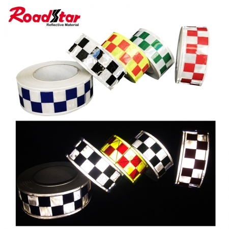 Checkerboard printed Micro Prismatic PVC Sew On Reflective Tape for police clothing 