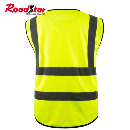 EN20471 Class 2 High Visibility Fluorescent Yellow Reflective Safety Vest with 4 Pockets 