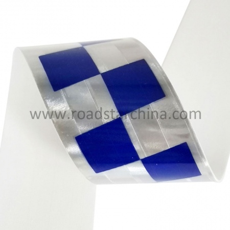 Metalized Checker Prismatic Trim Silver Micro Prismatic Reflective Fabric PVC Tape For Security Uniform 