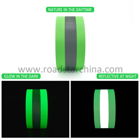 2 Inch TC Reflective Webbing Luminescence Glow In The Dark Fabric Tape For Sew On 