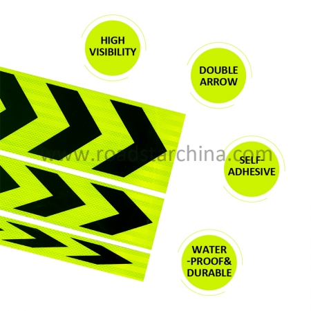 Fluorescent Yellow Black Arrow Safety Reflective Warning Tape Sticker For Vehicle Truck Car Trailer Safety 