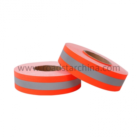 RS-FR04 10cm Ansi Fire 100% Cotton Red-Silver-Red Flame Retardant Warning Reflective Fabric Orange Tape 