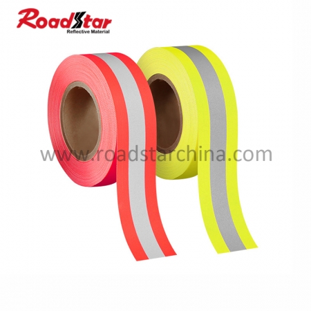 RS-FR04 10cm Ansi Fire 100% Cotton Red-Silver-Red Flame Retardant Warning Reflective Fabric Orange Tape 