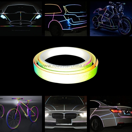 1Cmx8M  Custom Safety Adhesive Vinyl Bike Reflektor Reflective Rainbow Sticker For Wheel 