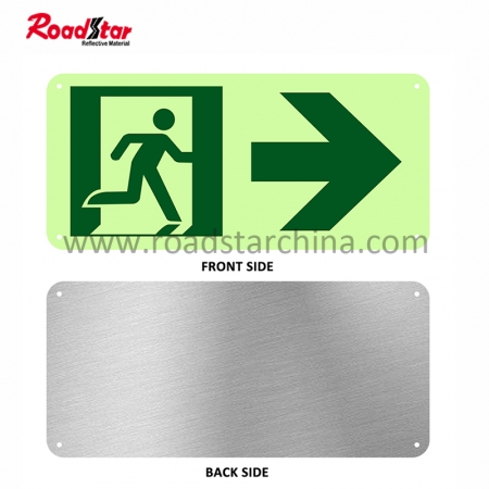 Custom Glow In The Dark Right Fire Escape Emergency Exit Aluminum Plate Sign 