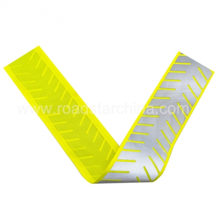 5.8 cm Width Sew On High Visibility Leaves Reflective Fabric Tape Ribbon Tricot Fabric Reflective Trim For Clothing 