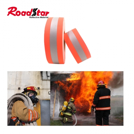 RS-FR04 Orange Silver Orange 100% cotton Reflective Flame Retardant Fabric 