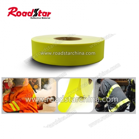 RS-FR02 Fluorescent Yellow 100% cotton Reflective Flame Retardant Fabric 