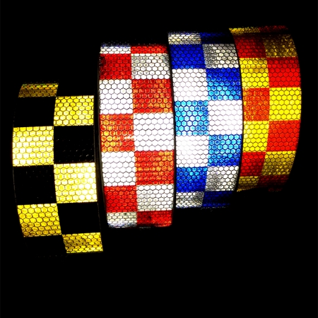 Checked Self adhesive Prismatic PVC Reflective Warning Tape for vehicle 