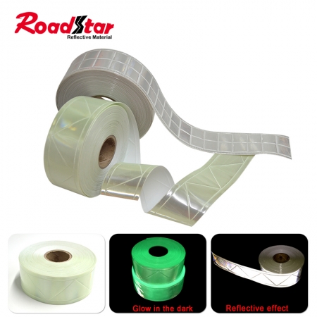 Glow in The Dark and Reflective Sew on Prismatic PVC Tape for Clothing 