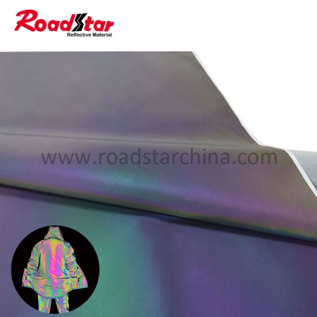 High Visibility Polyester Waterproof Iridescent Rainbow Reflective Fabric For Fashion Jacket 