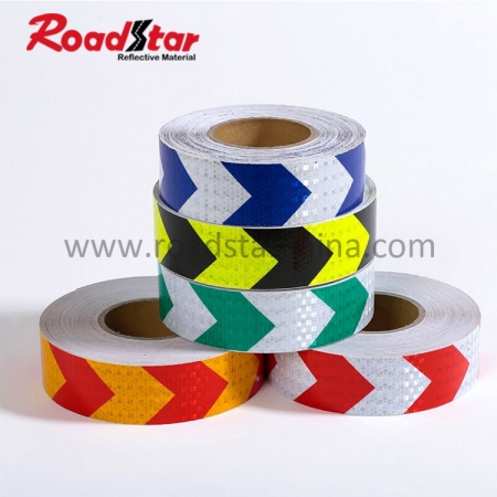 Black Yellow Arrow Retro Reflective PVC Prismatic Tape For Vehicle 