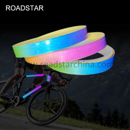1Cmx8M  Custom Safety Adhesive Vinyl Bike Reflektor Reflective Rainbow Sticker For Wheel 