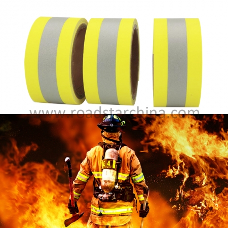 RS-FR04 10cm Ansi Fire 100% Cotton Red-Silver-Red Flame Retardant Warning Reflective Fabric Orange Tape 