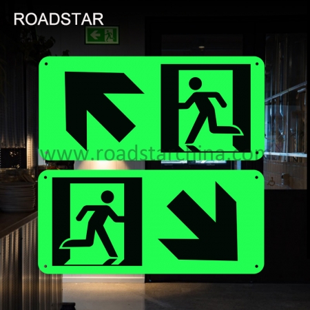 Custom Glow In The Dark Right Fire Escape Emergency Exit Aluminum Plate Sign 