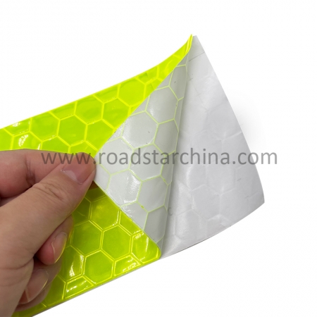 Yellow Self-Adhesive Honey Comb Reflective Pvc Tape Sticker For Cone Sleeve 