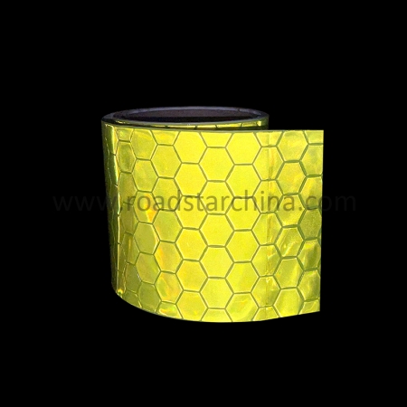 Yellow Self-Adhesive Honey Comb Reflective Pvc Tape Sticker For Cone Sleeve 