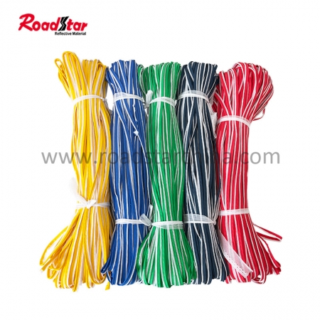 Colorful 100% Polyester Sew On Reflective Fabric Piping Trim For Tracksuit 