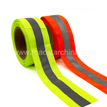 5 cm Orange/Yellow Safety Ribbon Tape Reflective Webbing Sew On Reflective Tape For Clothing 