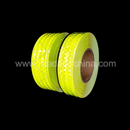 Lemon Green Lattice Small Square Zigzag Embossed Tape Reflective High Gloss Pvc Reflective Tape Reflective Strips For Clothing 