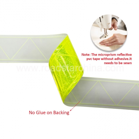 Shinny Zigzag Fluorescence Yellow PVC Reflective Trim Tape Lamina Reflectante Prisma PVC Reflective PVC Lattice Tape For Uniform 