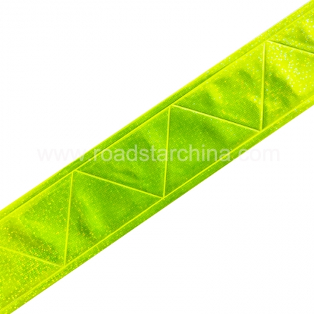 Shinny Zigzag Fluorescence Yellow PVC Reflective Trim Tape Lamina Reflectante Prisma PVC Reflective PVC Lattice Tape For Uniform 